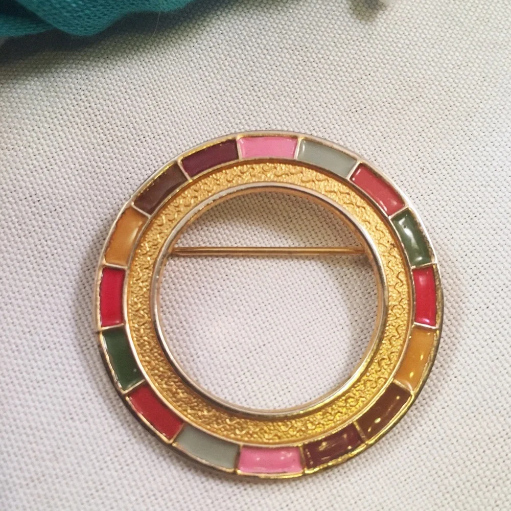 VINTAGE Rainbow Enamel Brooch
